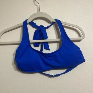 Blue halter bikini swim top